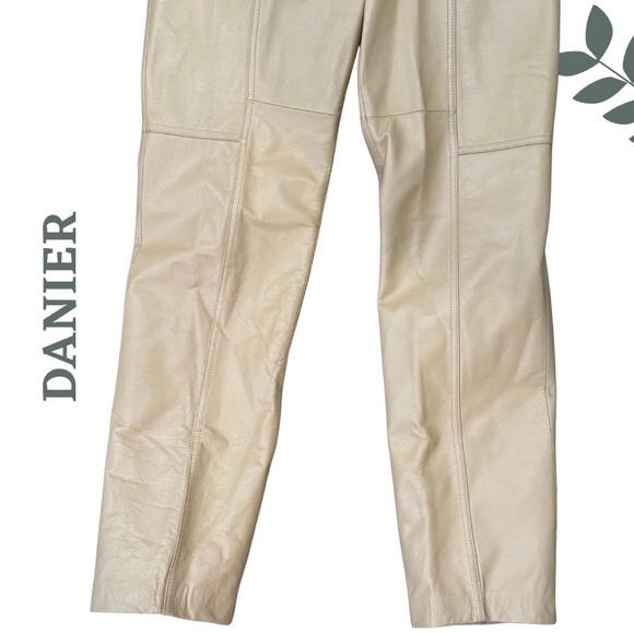 Danier Genuine Leather Pants – Beige – Lined Straight Leg Size 4 - Picture 5 of 8